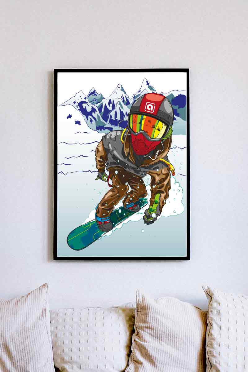 dessin d'un' snowboarder